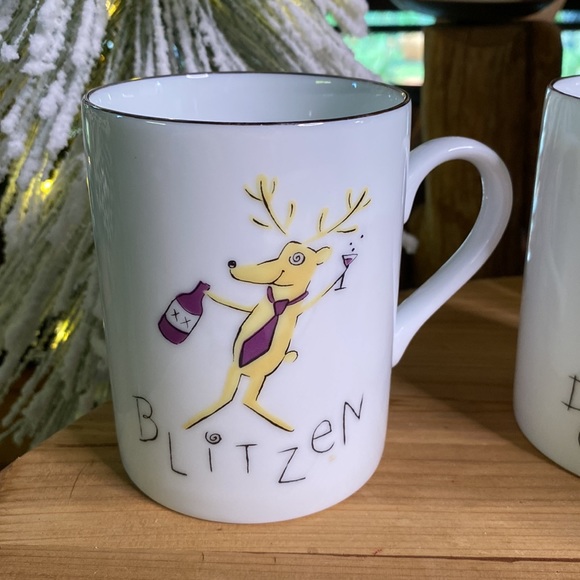 Pottery Barn Santa's Reindeer Silver Rim Mugs Assorted Box - Set Of 4 🎅🏻🎄🦌 - Picture 3 of 16